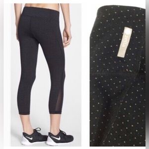 Zella Live In Capri Leggings with Mesh Panel in Black Multi Confetti, M